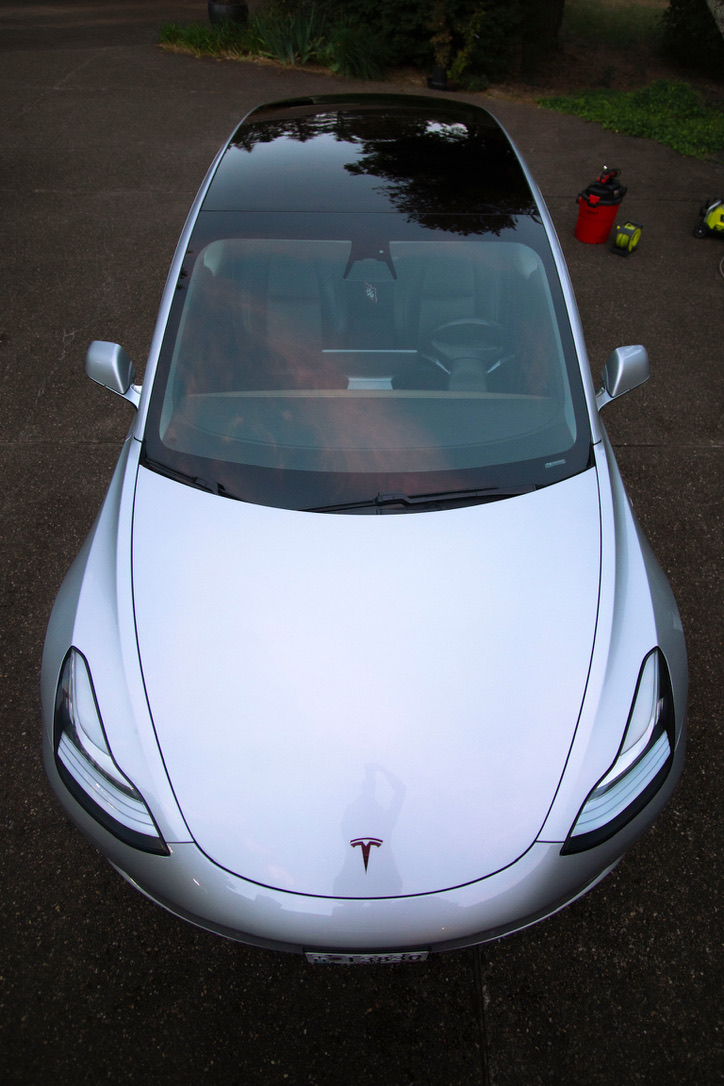 Immaculate paint depth and gloss on Tesla