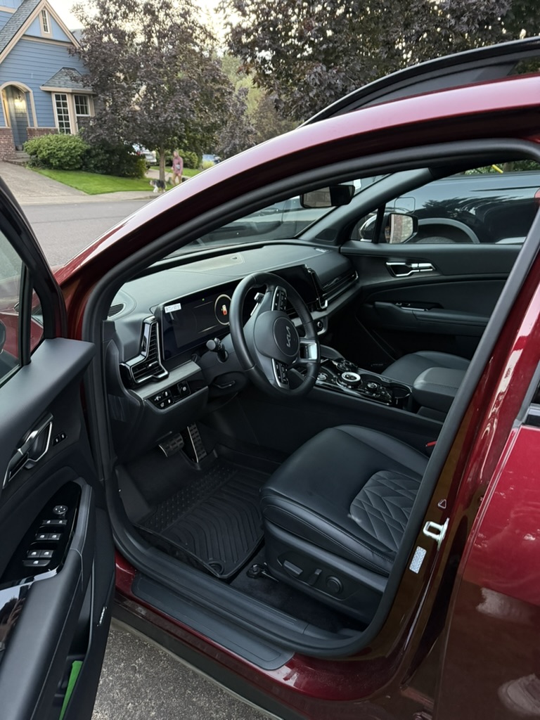 Interior detail through the open driver door